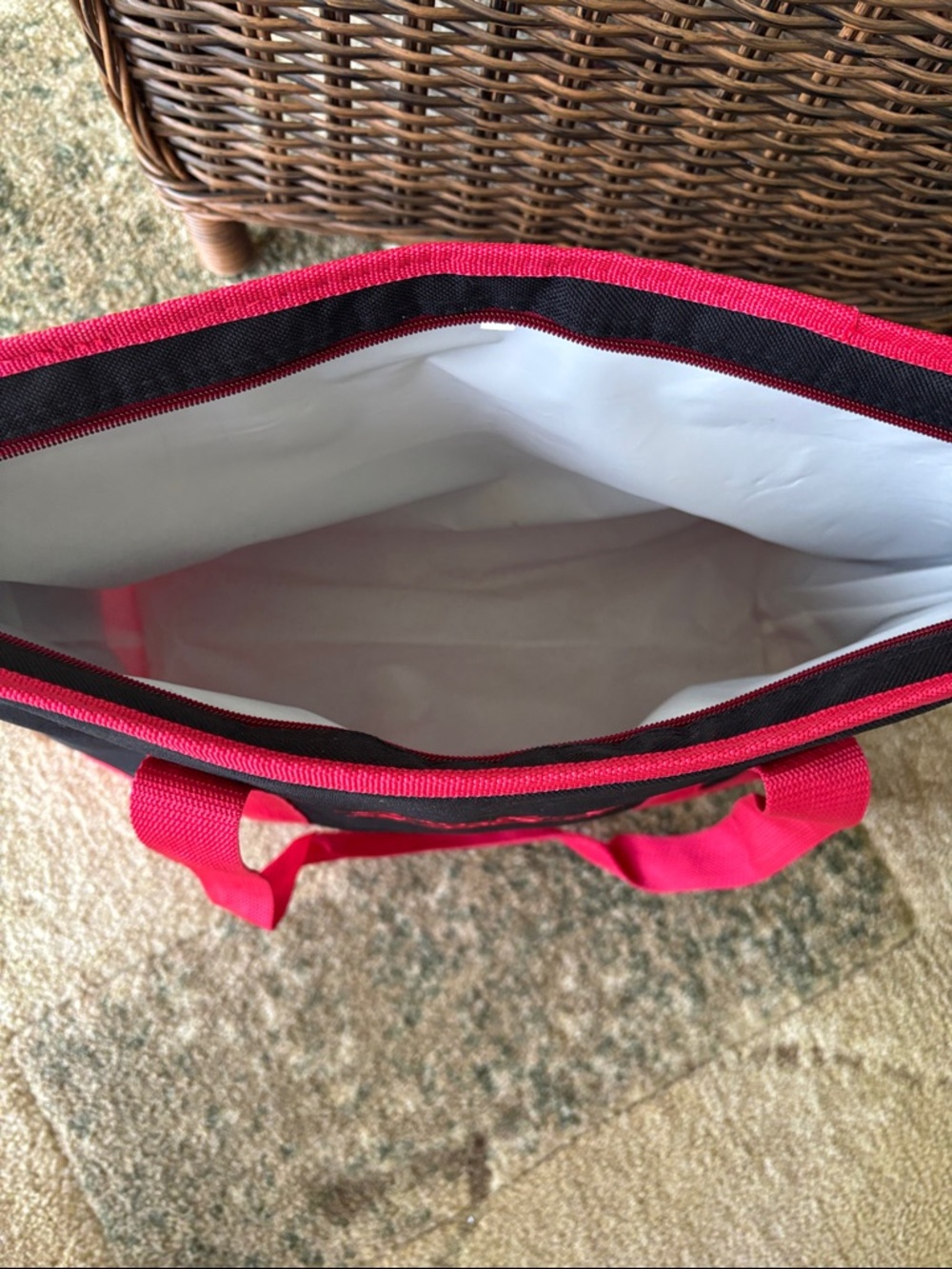 Trader Joe's Black and Red Canvas Tote Bag - Picture 4 of 6